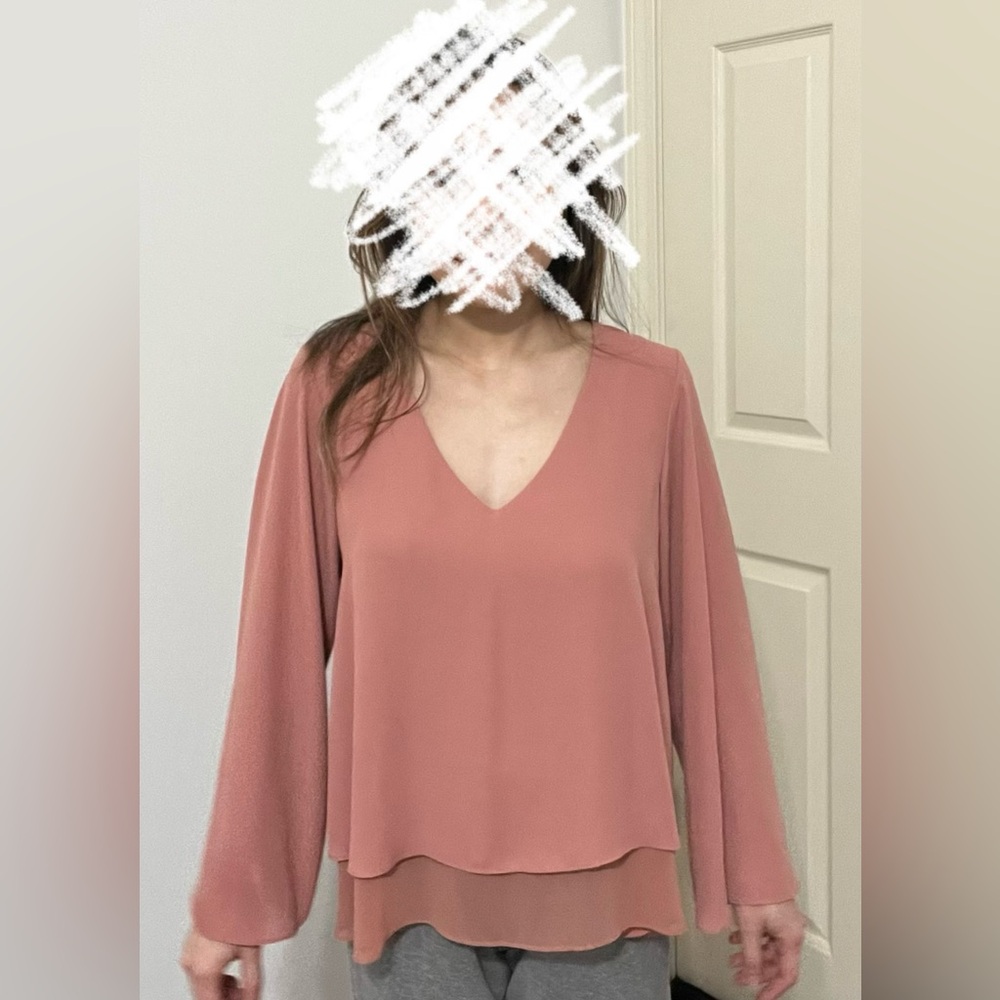 Zara Terracotta V-Neck Blouse XS